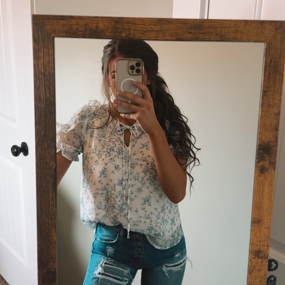 Floral top with ruffle detailing